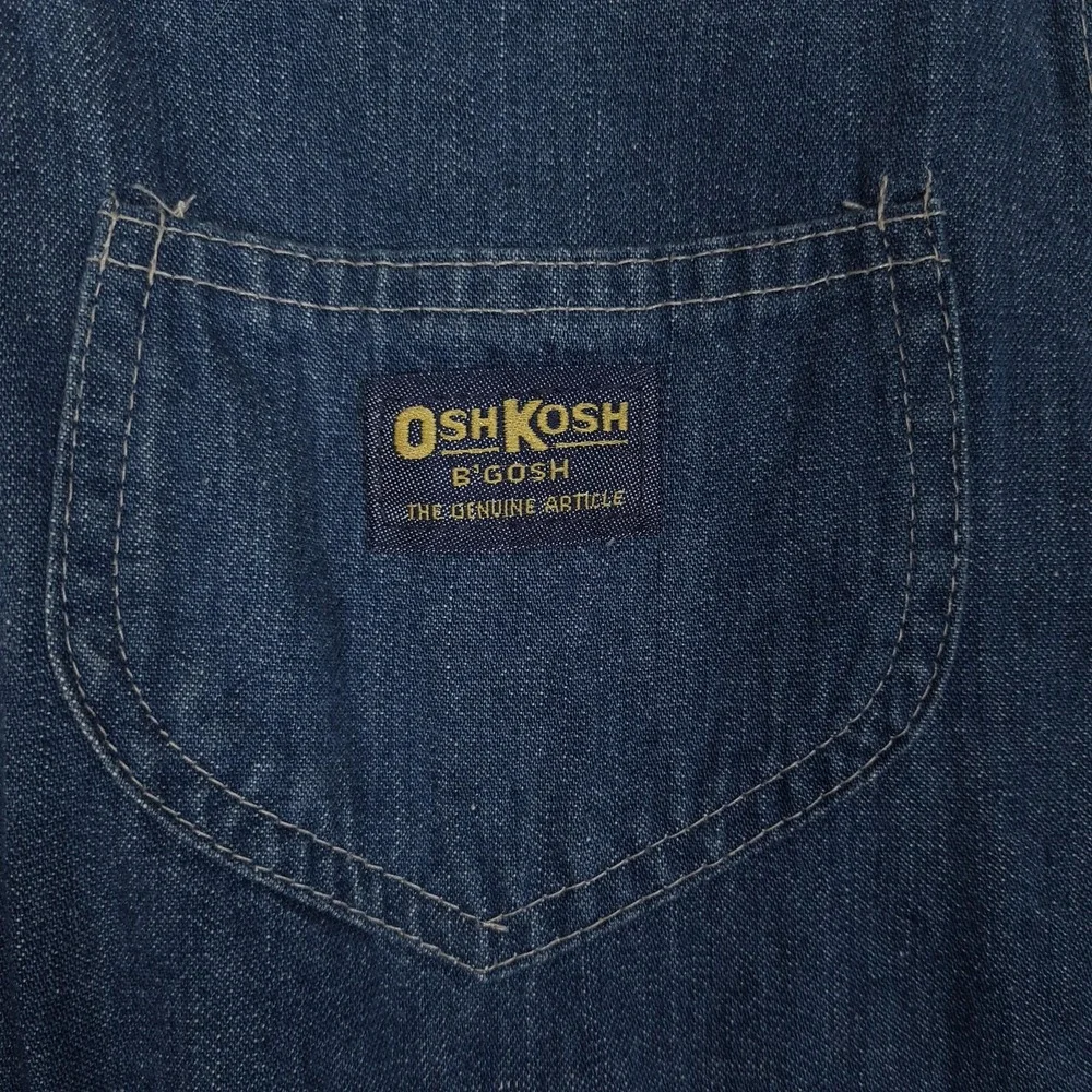 Vintage OshKosh Denim Overall Dress Girls 6 Jumper USA 90s Prairie Farm Cottage